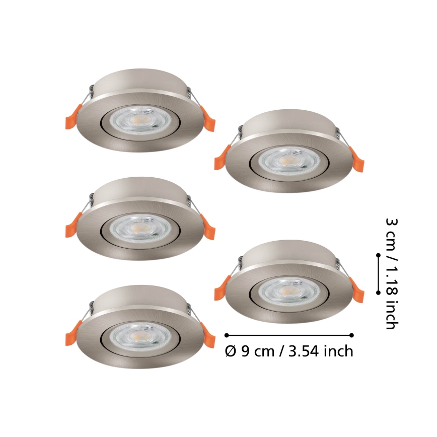 Eglo - Set med 5 infällda LED-spotlights LED/4,8W/230V 2700/4000/6500K matt krom