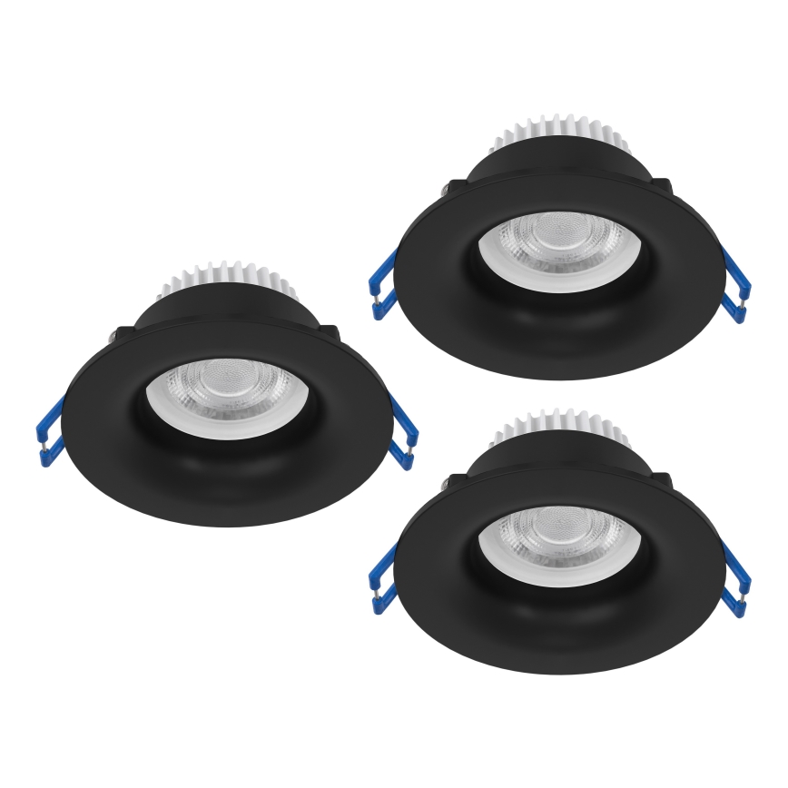 Eglo - 3-pack LED infälld badrumsarmatur LED/4,9W/230V 2700/4000/6500K Ø 8,8 cm IP65 svart