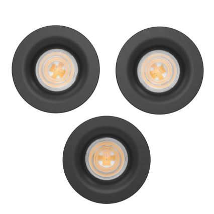 Eglo - 3-pack LED infälld badrumsarmatur LED/4,9W/230V 2700/4000/6500K Ø 8,8 cm IP65 svart