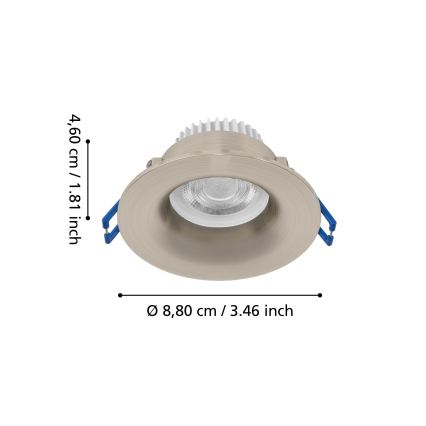 Eglo - LED infälld takarmatur för badrum LED/4,9W/230V 2700/4000/6500K Ø 8,8 cm IP65 matt krom