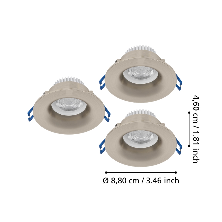 Eglo - Set med 3 infällda badrumsarmaturer LED/4,9W/230V 2700/4000/6500K Ø 8,8 cm IP65 mattkrom