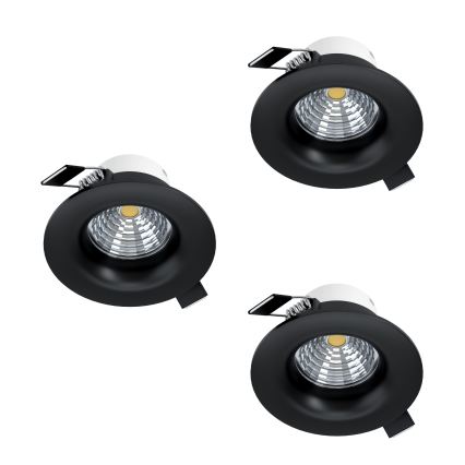 Eglo - Set om 3 dimbara LED-inbyggnadsspotlights LED/4,8W/230V Ø 8,8 cm svart