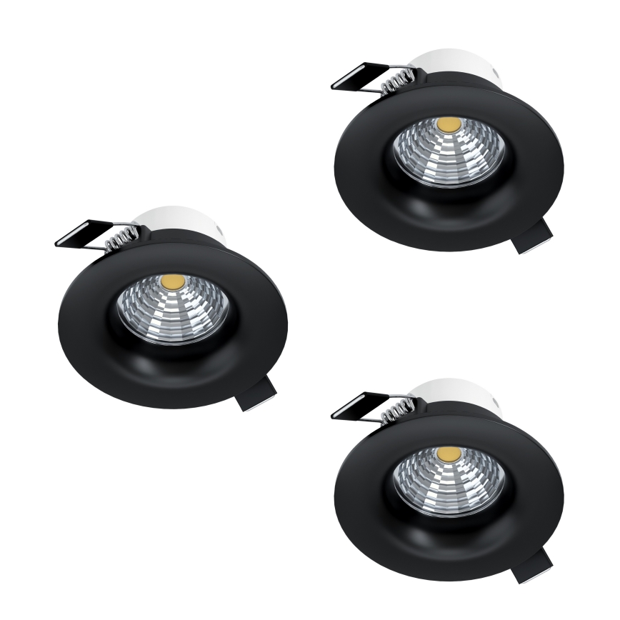 Eglo - Set om 3 dimbara LED-inbyggnadsspotlights LED/4,8W/230V Ø 8,8 cm svart