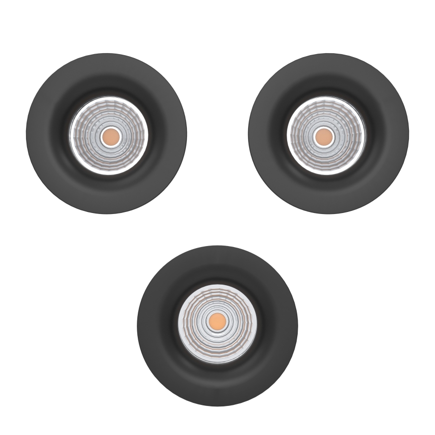 Eglo - Set om 3 dimbara LED-inbyggnadsspotlights LED/4,8W/230V Ø 8,8 cm svart