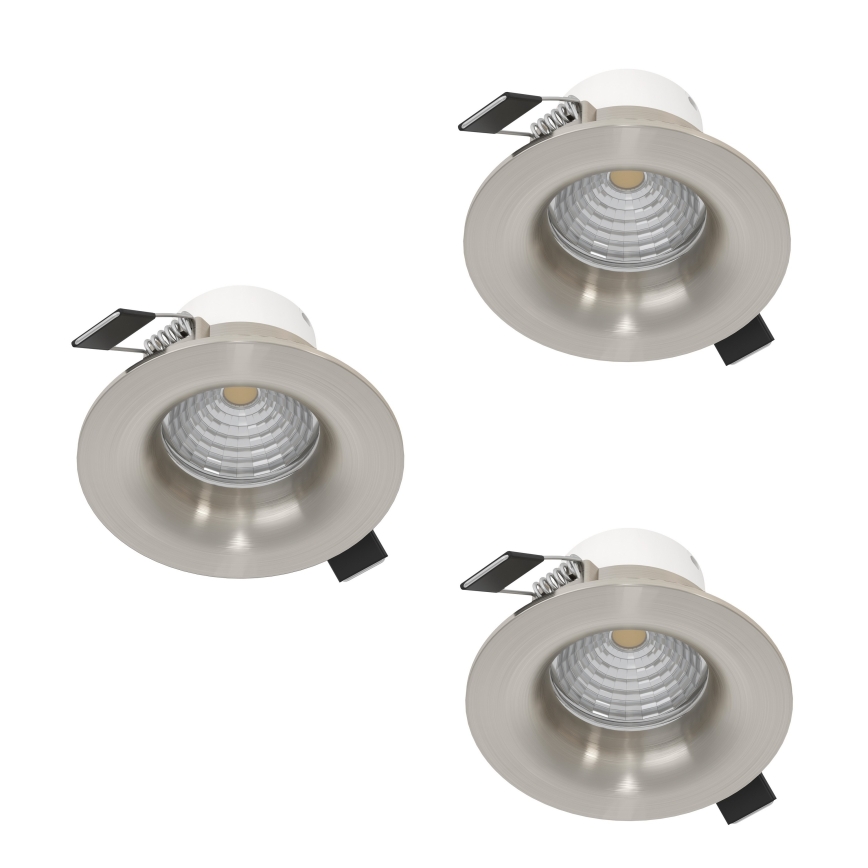 Eglo - Set med 3 dimbara infällda LED-armaturer LED/4,8W/230V Ø 8,8 cm mattkrom