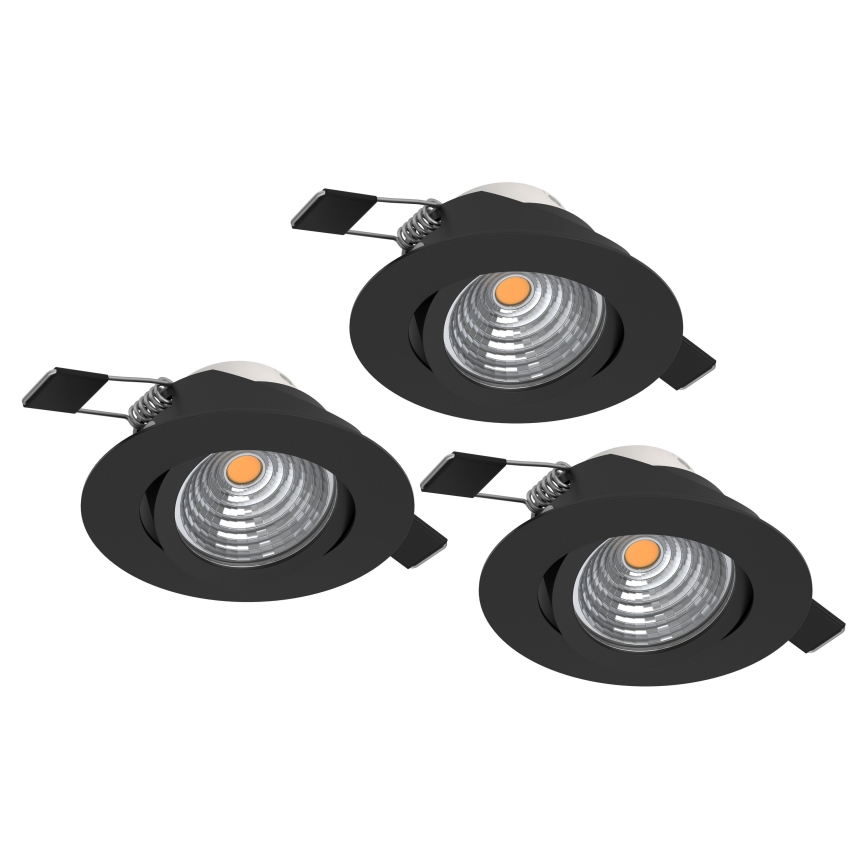 Eglo - Set om 3 dimbara infällda LED-downlights LED/6,4W/230V Ø 8,8 cm svart