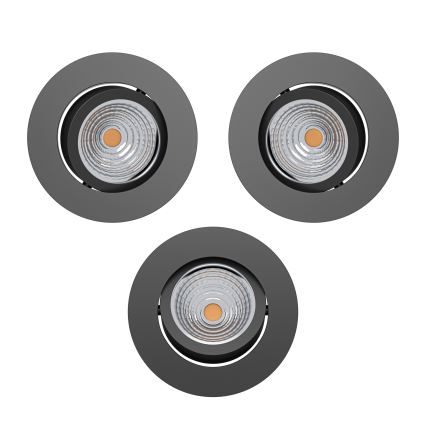 Eglo - Set om 3 dimbara infällda LED-downlights LED/6,4W/230V Ø 8,8 cm svart