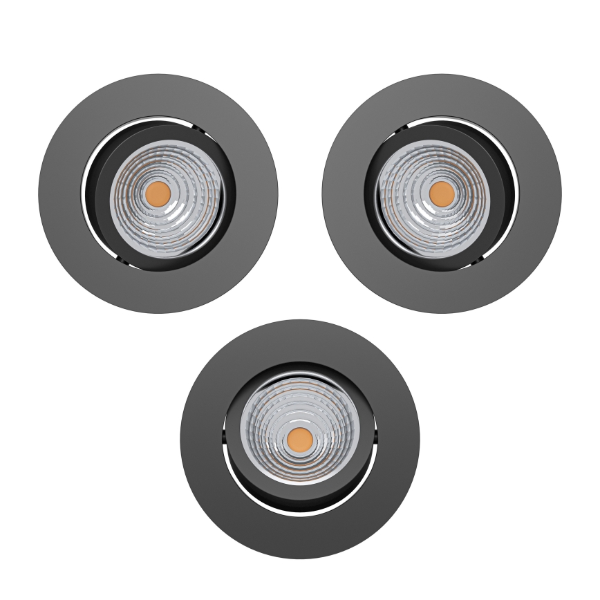 Eglo - Set om 3 dimbara infällda LED-downlights LED/6,4W/230V Ø 8,8 cm svart