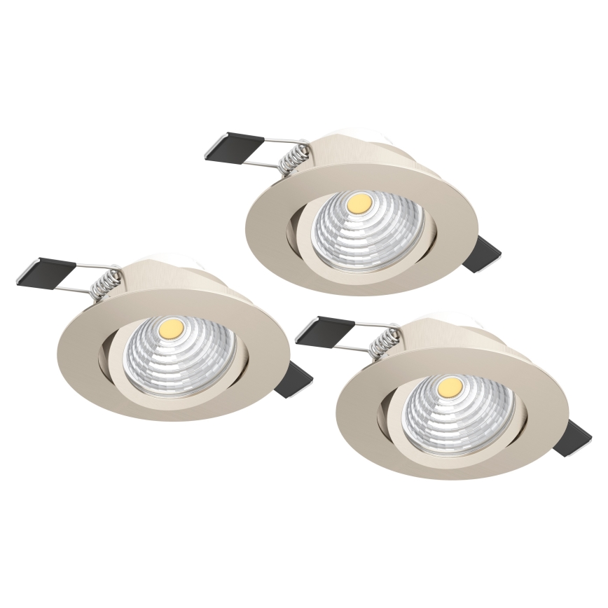Eglo - Set om 3 dimbara infällda LED-takarmaturer, 6,4 W/230 V, Ø 8,8 cm, matt krom