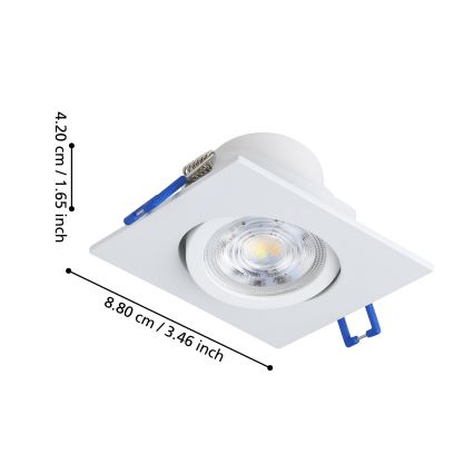 Eglo - SET MED 3 dimbara infällda LED-takarmaturer LED/4,8W/230V 8,8x8,8 cm vit