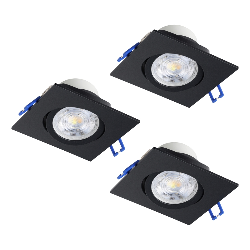 Eglo - Set 3x dimbar infälld LED-armatur LED/6,4W/230V 8,8x8,8 cm svart