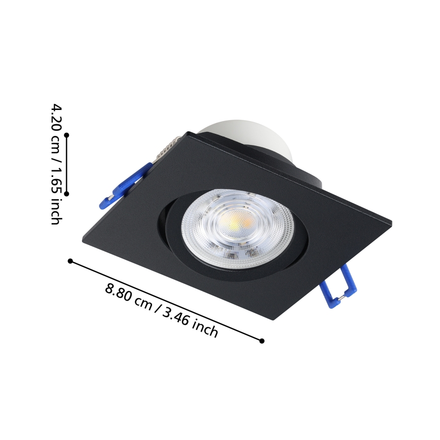 Eglo - Set 3x dimbar infälld LED-armatur LED/6,4W/230V 8,8x8,8 cm svart