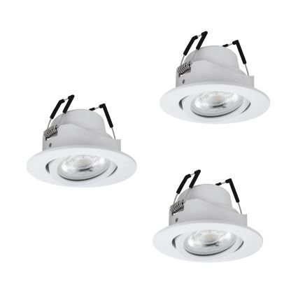 Eglo - Set med 3 dimbara LED RGBW infällda takarmaturer, LED/4,7W/230V, 2700–6500K, vit