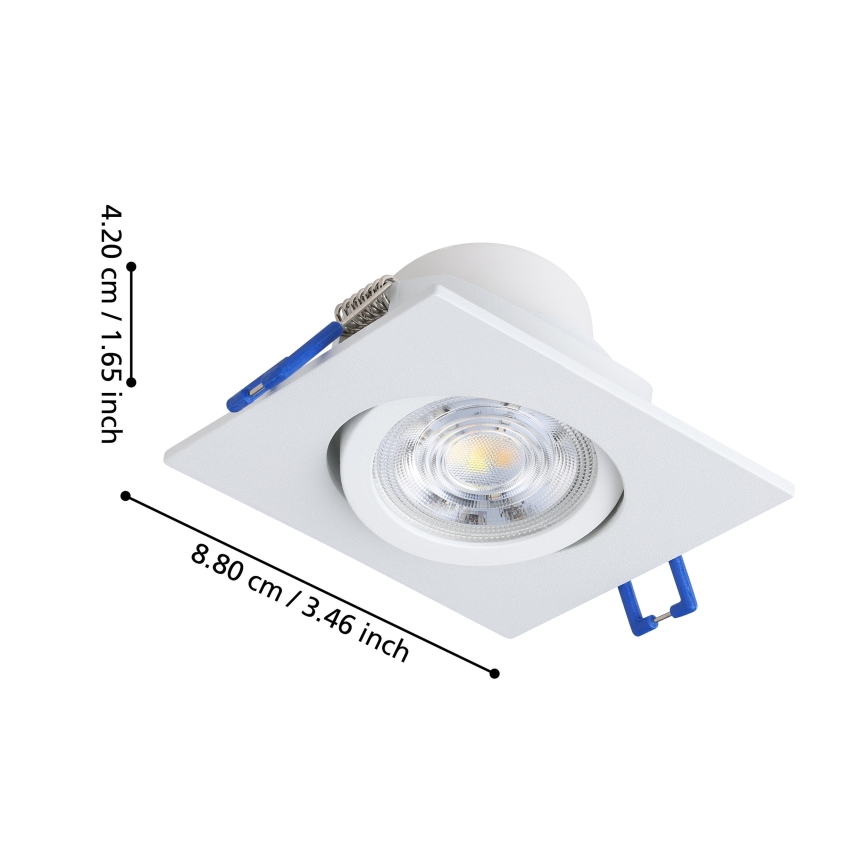 Eglo - Set med 3 dimbara LED-infällda takarmaturer LED/6,4W/230V 8,8x8,8 cm vita