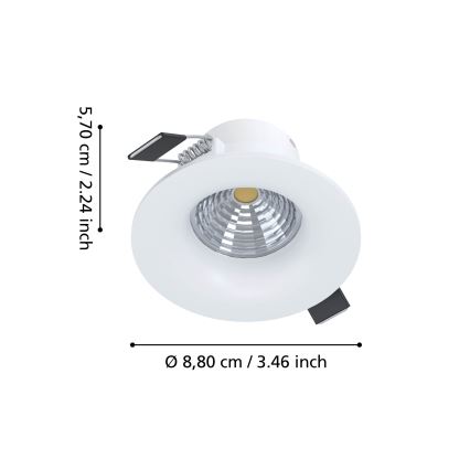 Eglo - Dimbart infällt LED-downlight LED/6,4W/230V Ø 8,8 cm vit