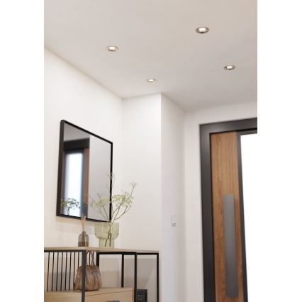 Eglo - Set med 3 dimbara infällda LED-takarmaturer LED/6,4W/230V Ø 8,8 cm matt krom