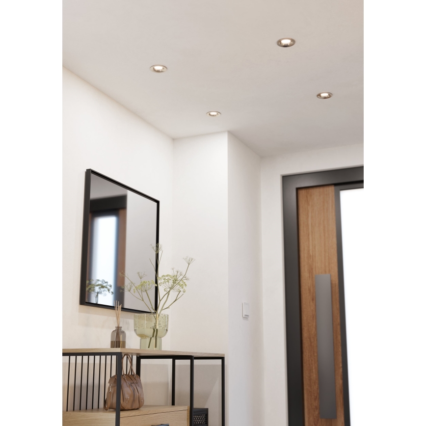 Eglo - Set med 3 dimbara infällda LED-takarmaturer LED/6,4W/230V Ø 8,8 cm matt krom