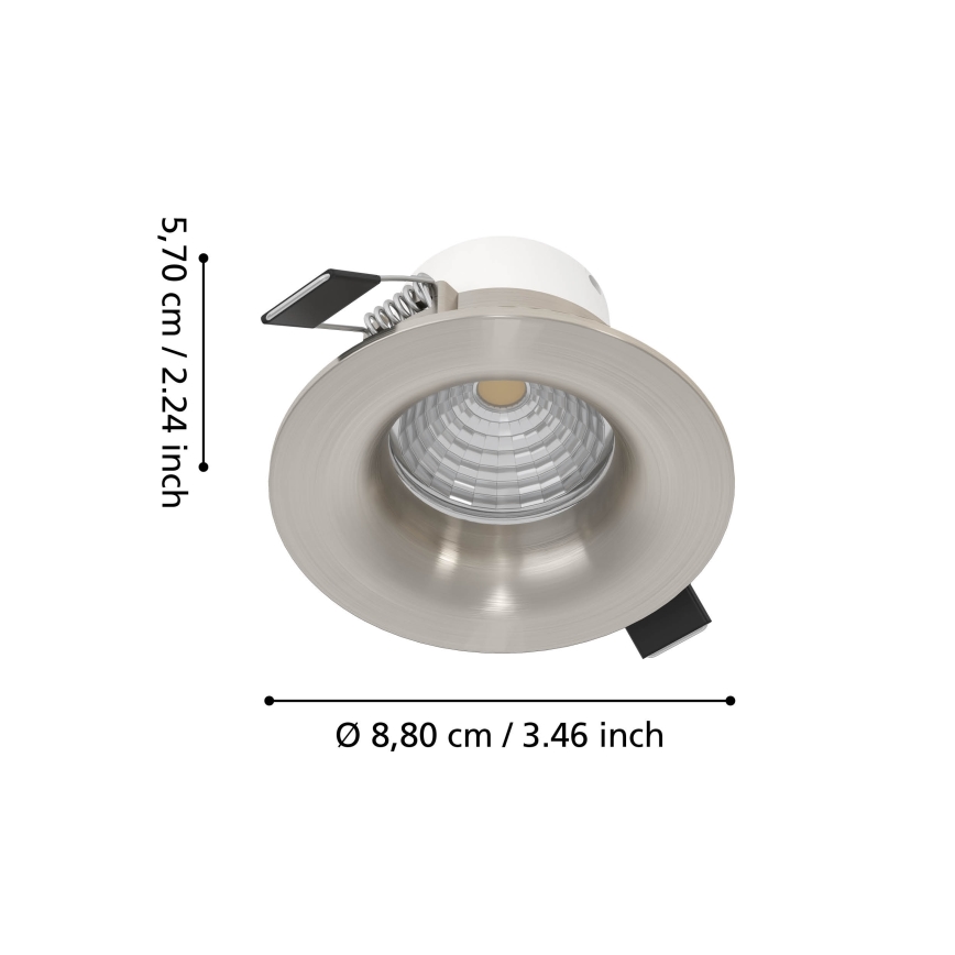 Eglo - Set med 3 dimbara infällda LED-takarmaturer LED/6,4W/230V Ø 8,8 cm matt krom