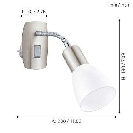 Eglo - Vägglampa för vägguttag 1xE14/5W/230V matt krom