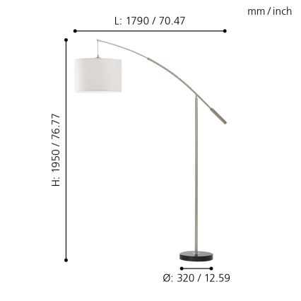 Eglo 92206 - Golvlampa NADINA 1xE27/60W/230V