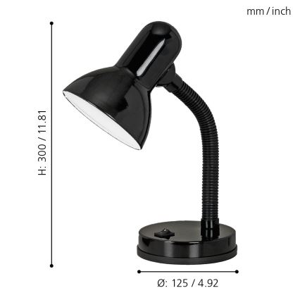EGLO 9228 - Bordslampa BASIC 1xE27/40W svart