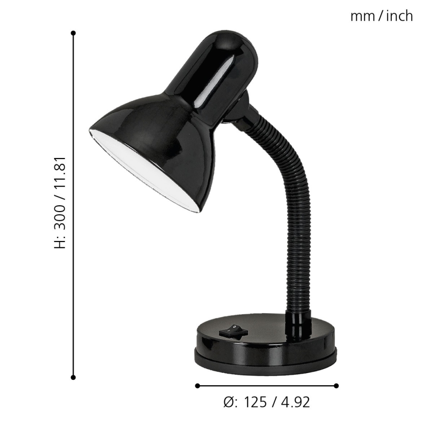 EGLO 9228 - Bordslampa BASIC 1xE27/40W svart