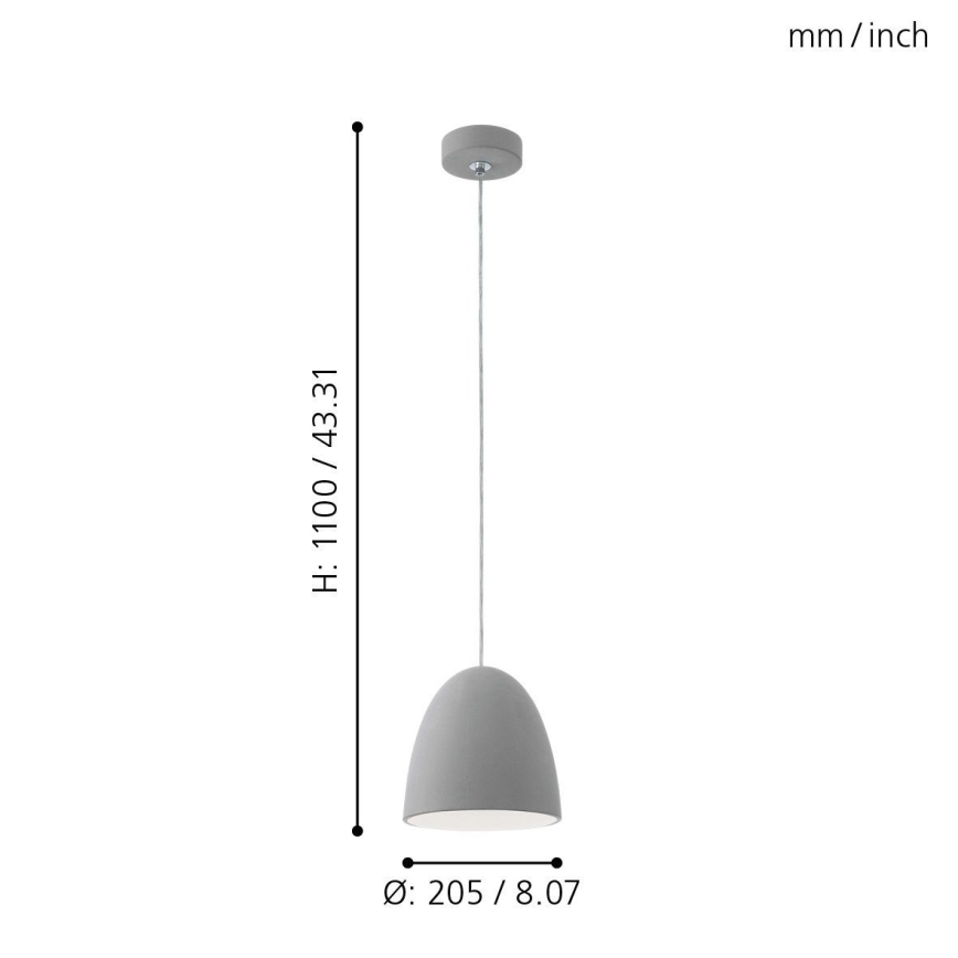 Eglo 92521 - Hängande lampa PRATELLA E27/60W/230V
