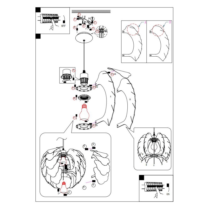 Eglo 92888 - Hängande Takbelysning FILETTA E27/60W/230V