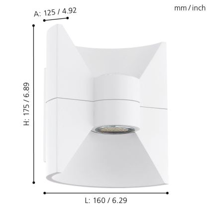 Eglo 93367 - LED utomhusvägglampa REDONDO Vit 2xLED-SMD/2,5W/230V IP44