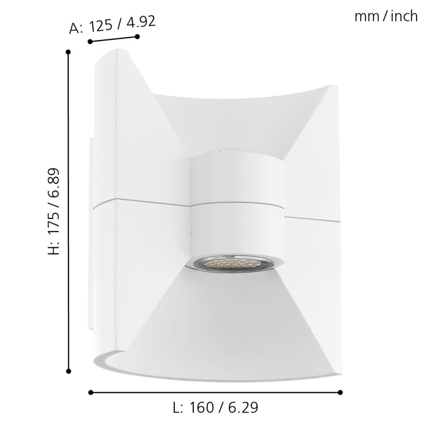 Eglo 93367 - LED utomhusvägglampa REDONDO Vit 2xLED-SMD/2,5W/230V IP44