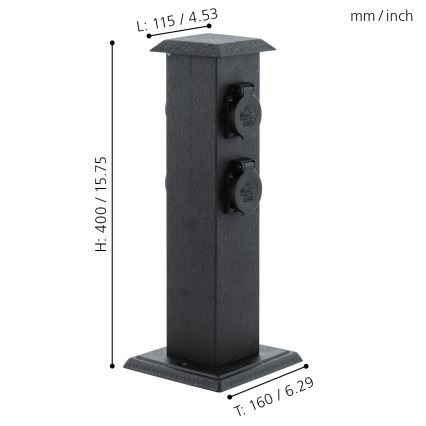 EGLO - Utomhus trädgård kolumn med uttag SCHUKO IP44