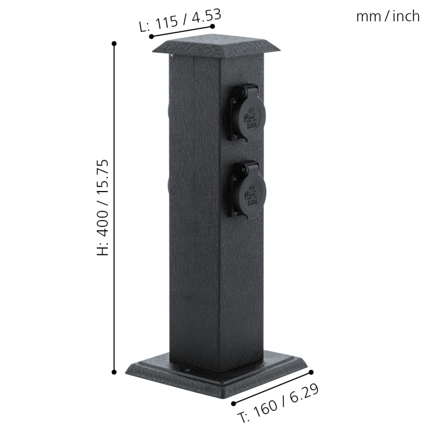 EGLO - Utomhus trädgård kolumn med uttag SCHUKO IP44