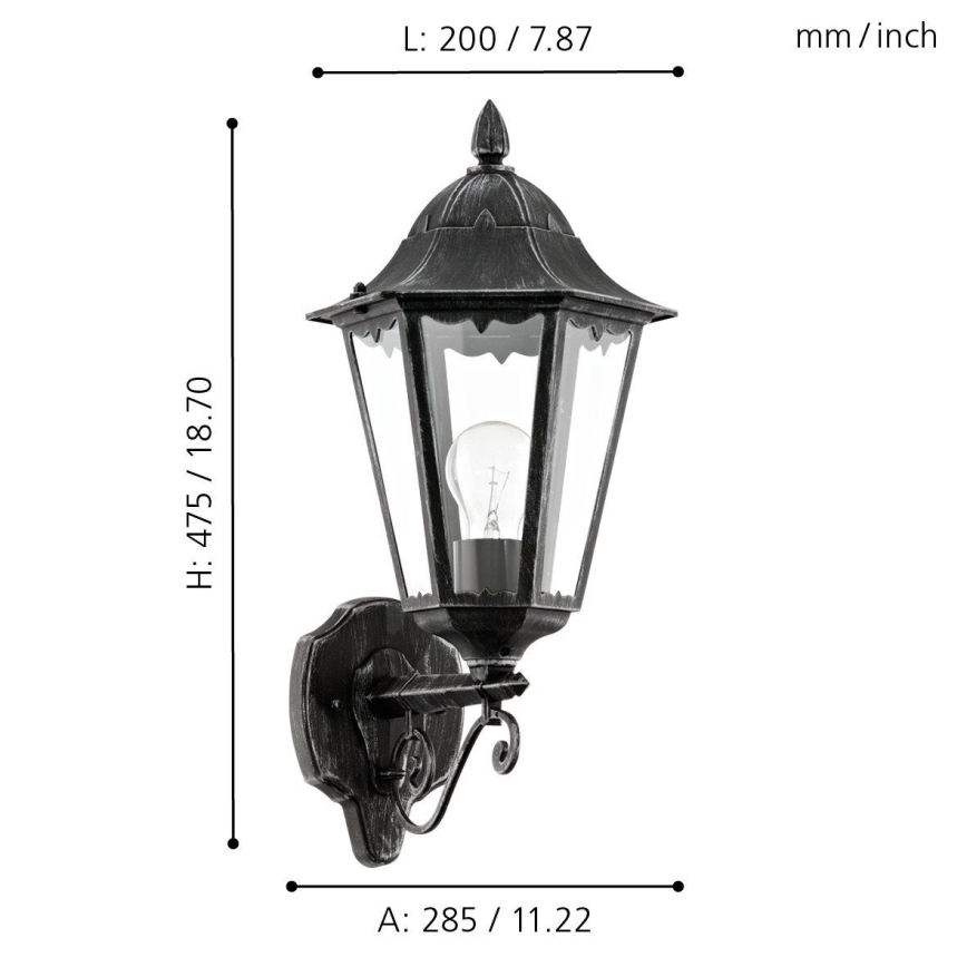 Eglo - Utomhus vägglampa 1xE27/60W/230V IP44