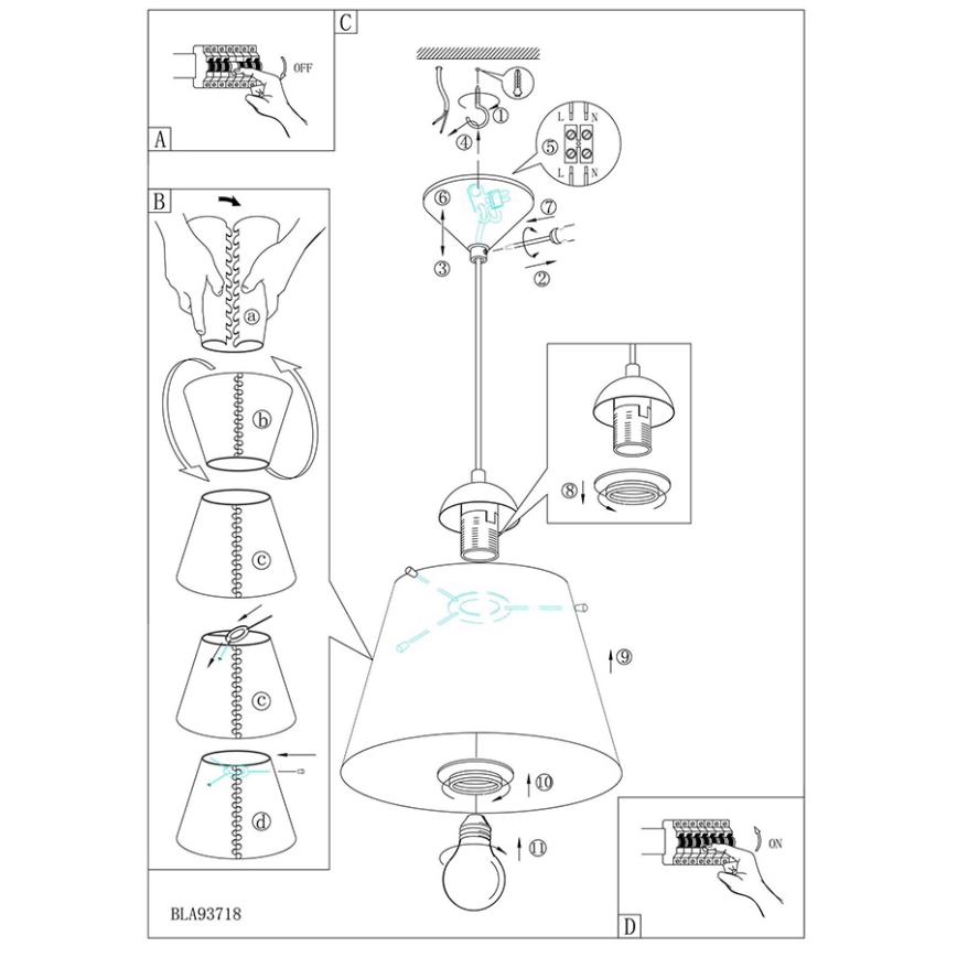 Eglo 93718 - Barn Lampa MOLOVE 1xE27/60W/230V