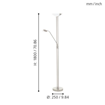 Eglo - LED Dimbara golvlampa LED/20W + LED/2,5W matt krom
