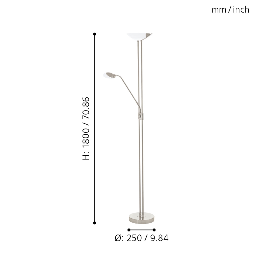 Eglo - LED Dimbara golvlampa LED/20W + LED/2,5W matt krom