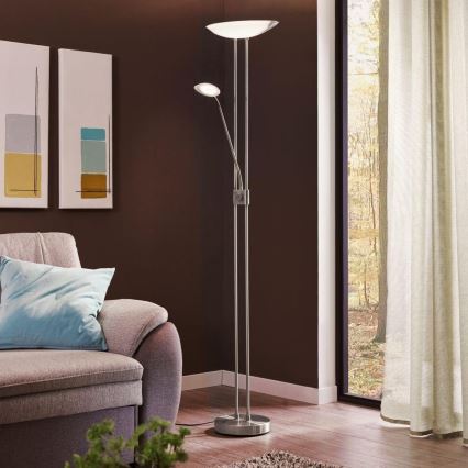 Eglo - LED Dimbar golvlampa LED/20W + LED/2,5W skinande krom