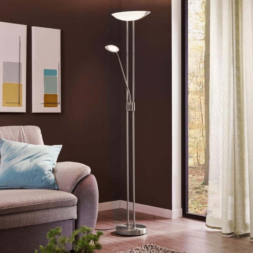 Eglo - LED Dimbar golvlampa LED/20W + LED/2,5W skinande krom