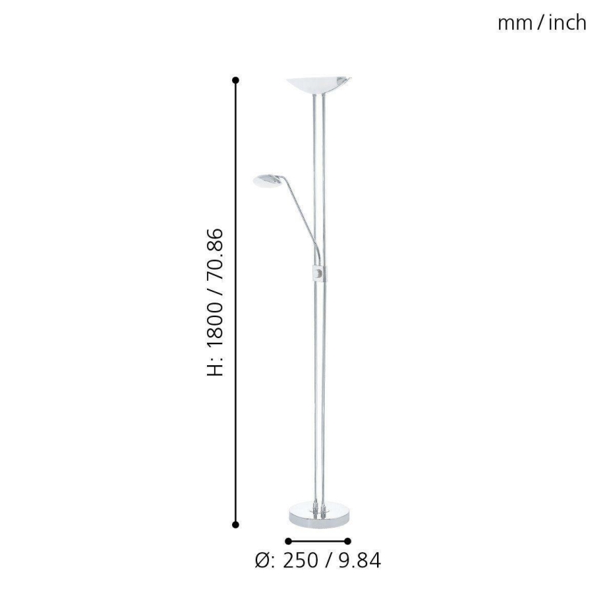 Eglo - LED Dimbar golvlampa LED/20W + LED/2,5W skinande krom