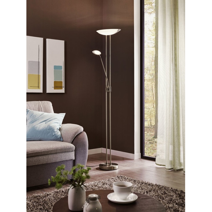 Eglo - LED Dimbar golvlampa LED/20W + LED/2,5W brons