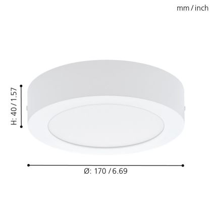 Eglo 94072 - LED taklampa FUEVA 1 LED/10,89W/230V Ø 17 cm