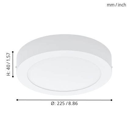 Eglo 94075 - LED-taklampa FUEVA 1 LED/16,47W/230V Ø 22,5 cm