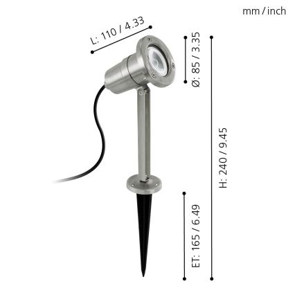 Eglo 94111 - LED Utomhusbelysninging NEMA 1xGU10/5W/230V