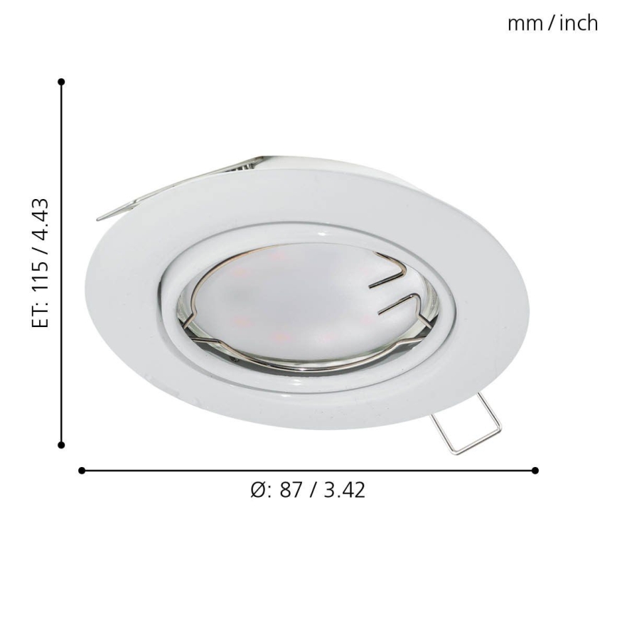 Eglo - 3-delars set: LED-infälld takarmatur PENETO, 1x GU10-LED/5W/230V