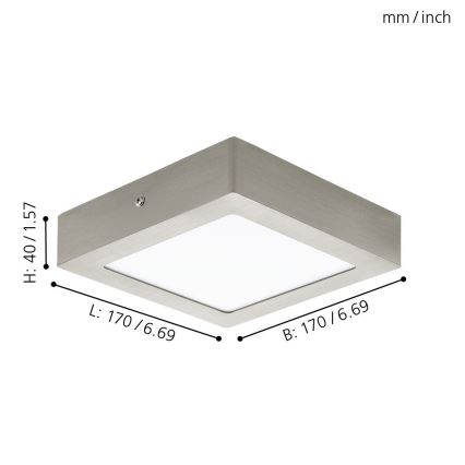 Eglo 94524 - LED-takarmatur FUEVA 1 LED/10,9 W/230 V 17 x 17 cm