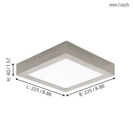 Eglo 94526 - LED-taklampa FUEVA 1 LED/16,5W/230V 22,5x22,5 cm