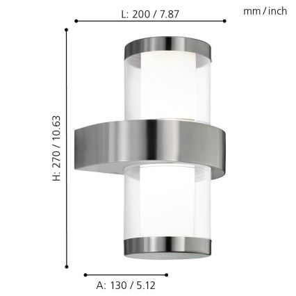 Eglo 94799 - Utomhusvägglampa BEVERLY 1 2xLED/3,7W/230V IP44