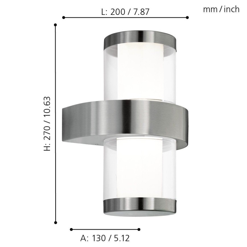 Eglo 94799 - Utomhusvägglampa BEVERLY 1 2xLED/3,7W/230V IP44