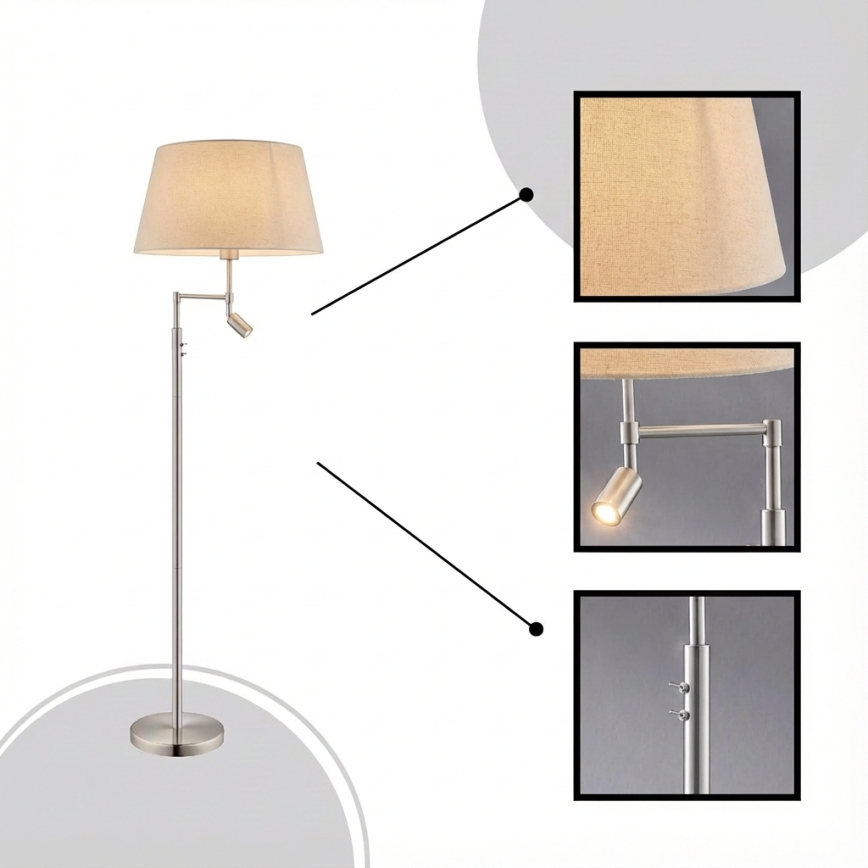 Eglo 94946 - Golvlampa SANTANDER 1xE27/60W + 1xLED/2.1W