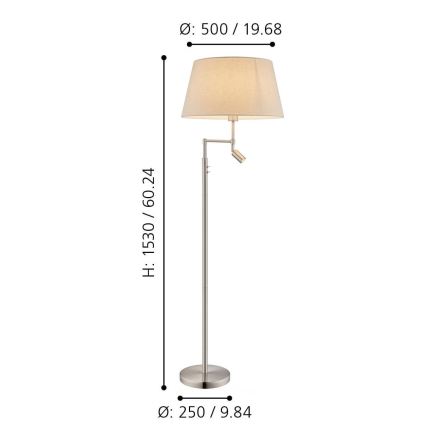 Eglo - Golvlampa 1xE27/60W + LED/2,1W